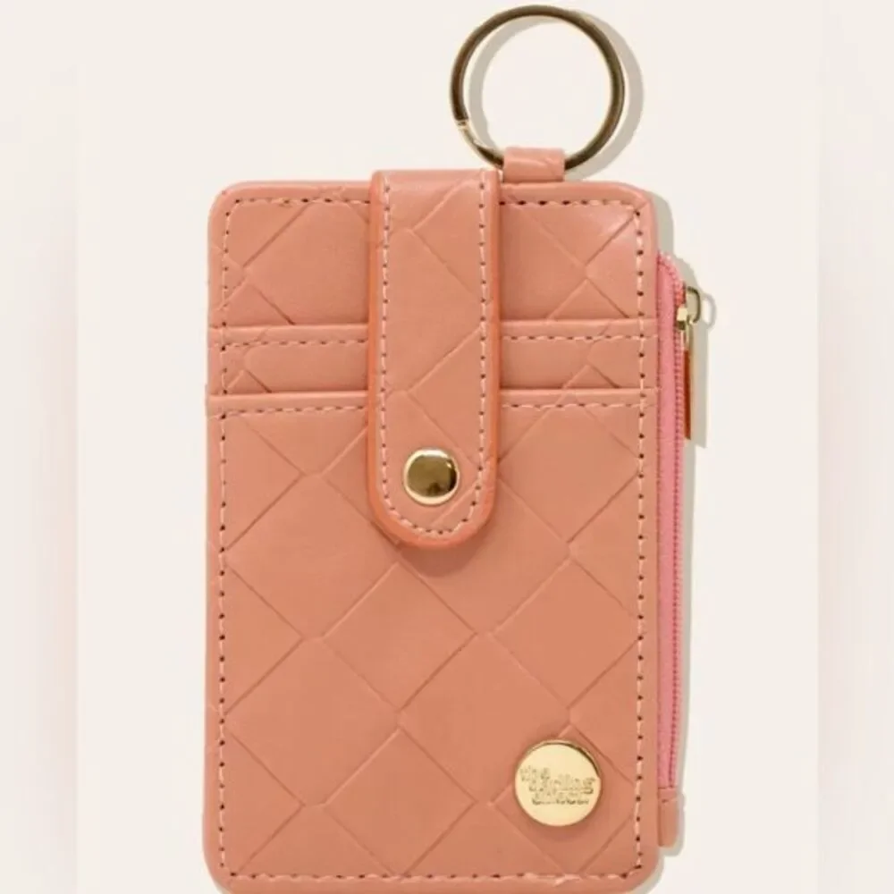 NWT The Darling Effect Woven Keychain Wallet Card Holder - Rose Color